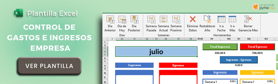 Plantilla Excel de control de gastos e ingresos para empresas y autónomos