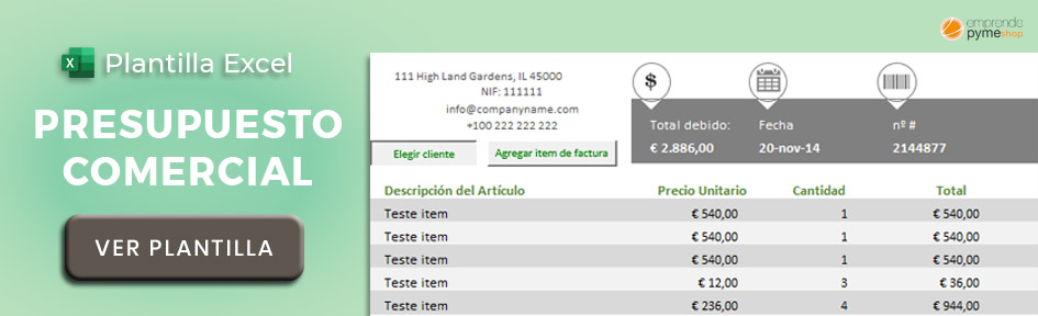 Plantilla Excel para hacer un presupuesto comercial